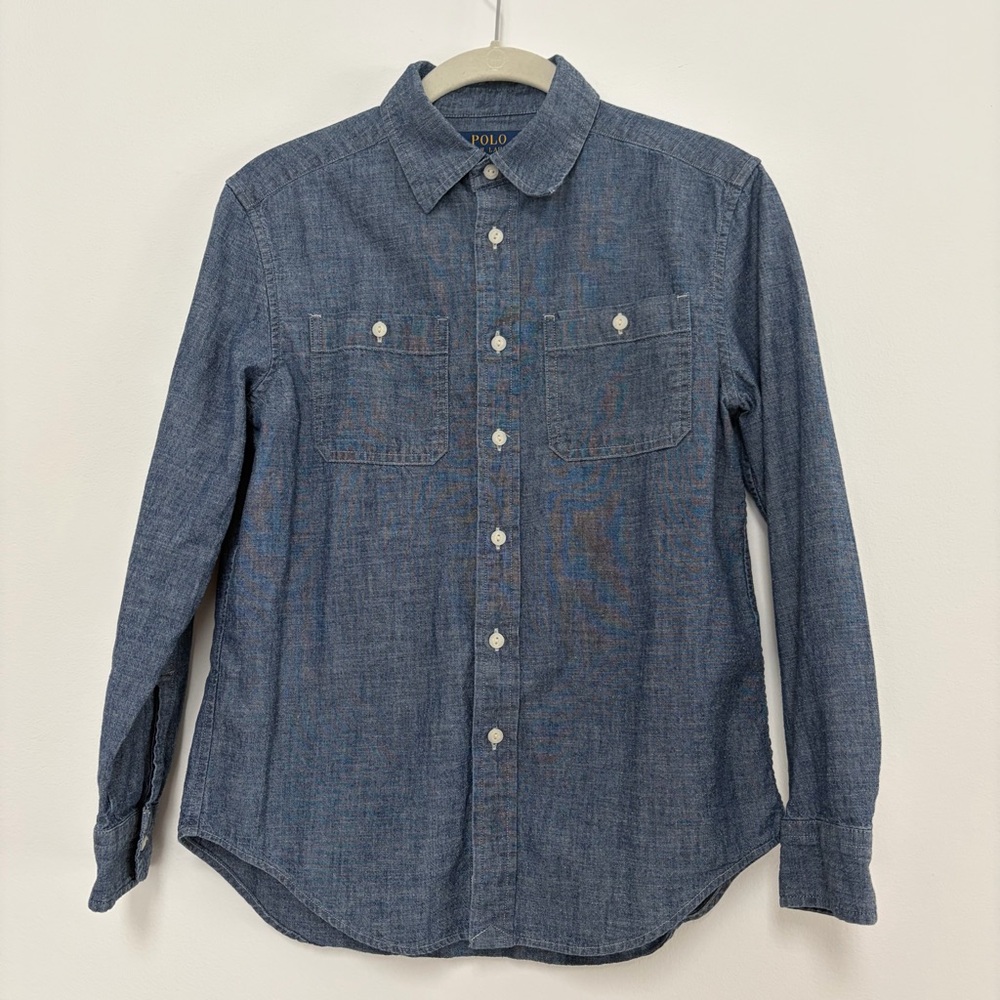 Polo Ralph Lauren Boys Denim Button Shirt Size 10-12 Blue
